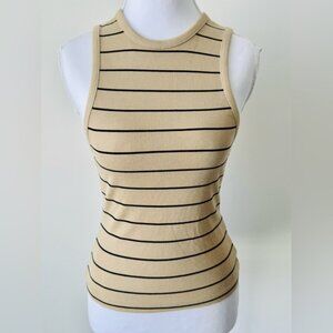Beige and Black Striped High-Neck Tank Top ⚡️